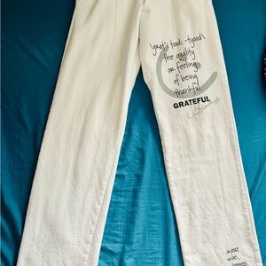 White Graphic Women's Pants